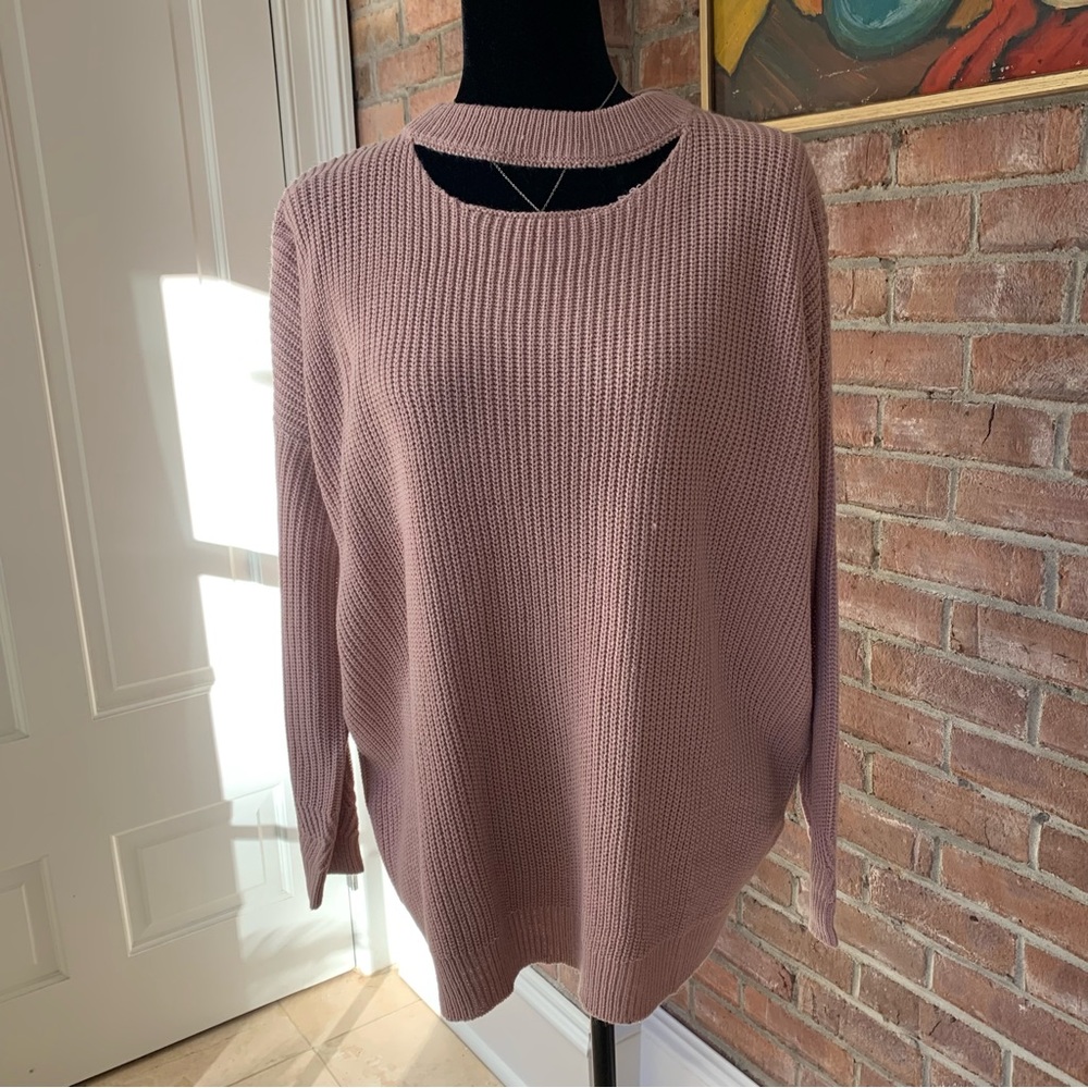 🏷️ NWT UNIQ Mauve PINK Cable Knit Sweater S/M